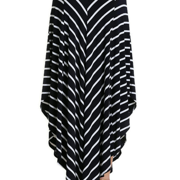 Umgee Bohemian Navy Striped Midi Skirt - Picture 2 of 3